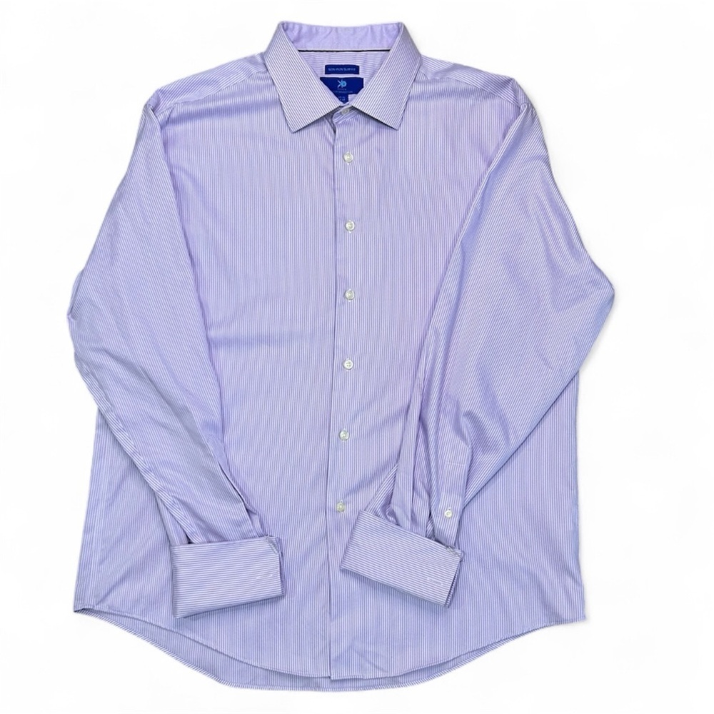 Egara Lavender Thin Striped Egyptian Cotton Slim Fit Men’s Dress Shirt